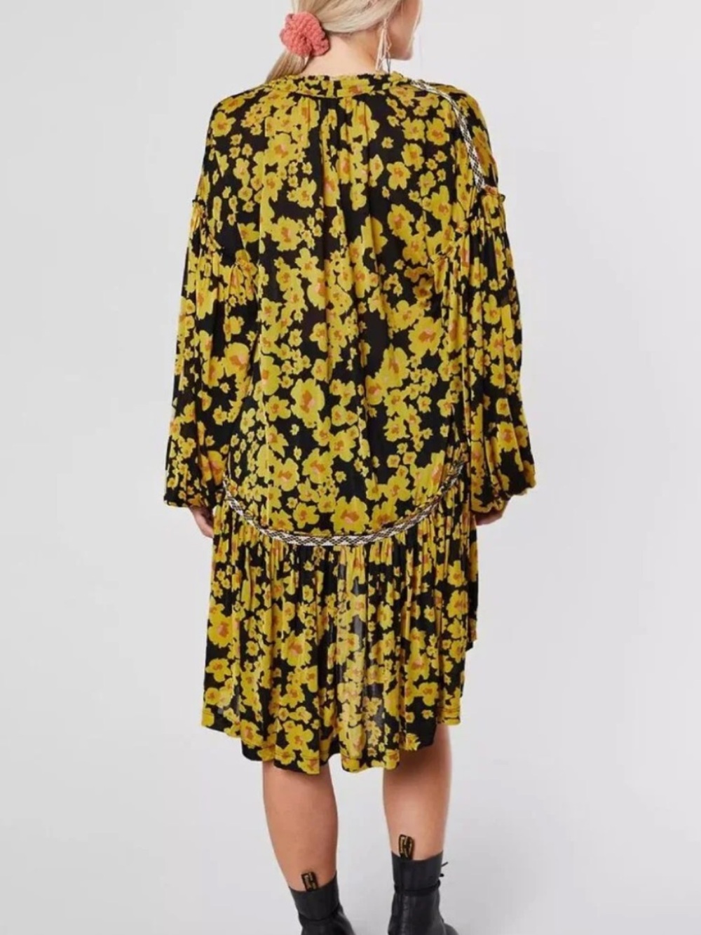 Free People Love Letter button dress black and yellow floral size small - Picture 6 of 10